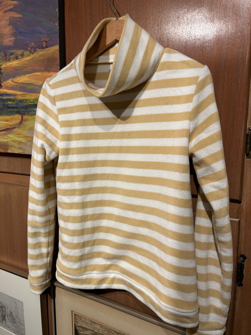 Dudley Stephens Striped Turtleneck in Cream & beige